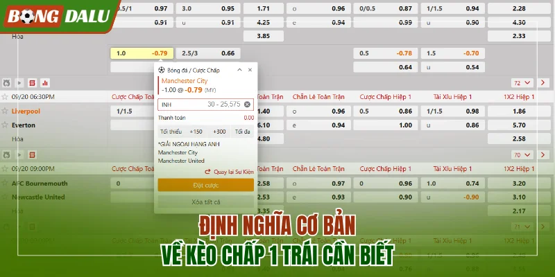 Định nghĩa cơ bản về kèo chấp 1 trái cần biết